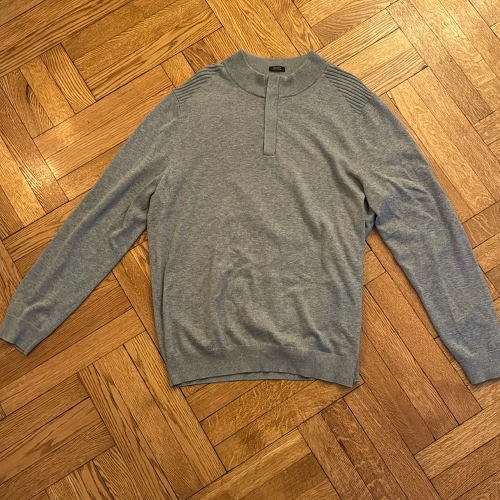 Hugo Boss Men's Quarter Zip-Up Gray Sweater XL - Picture 4 of 10
